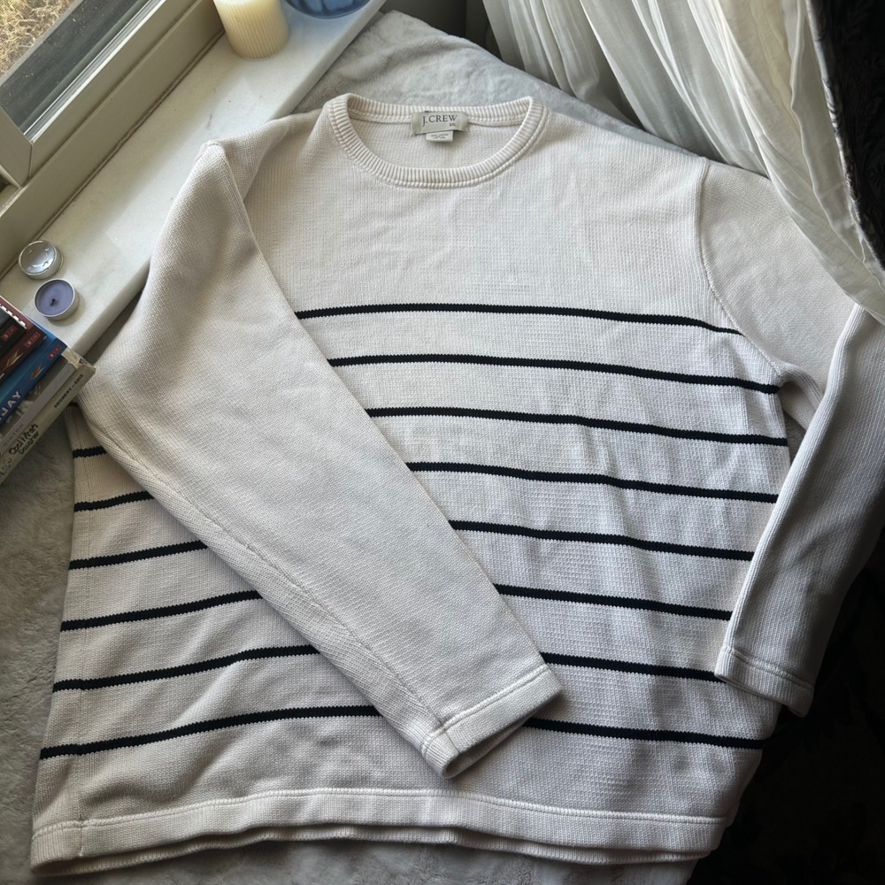 Preppy Cream Striped Academia Knit Sweater